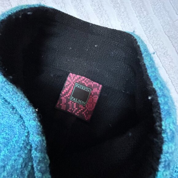 Vintage Patricia Palson Women's Handwoven Jacket Black Blue Art to Wear Toggle - Picture 3 of 7